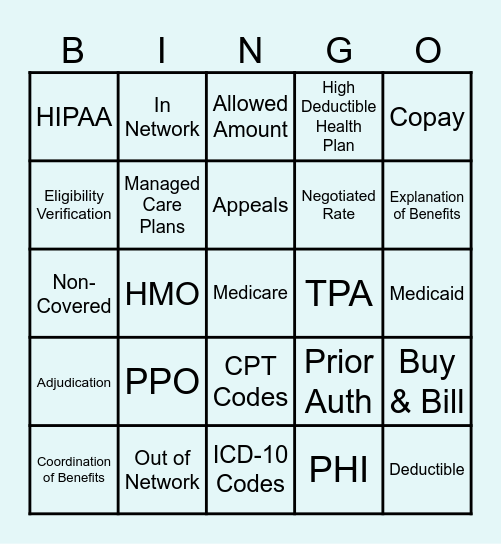 Work From Home Biller Bingo Card