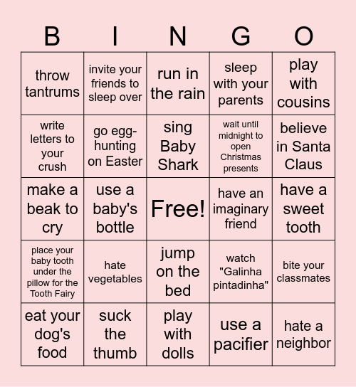 Used to Bingo Card