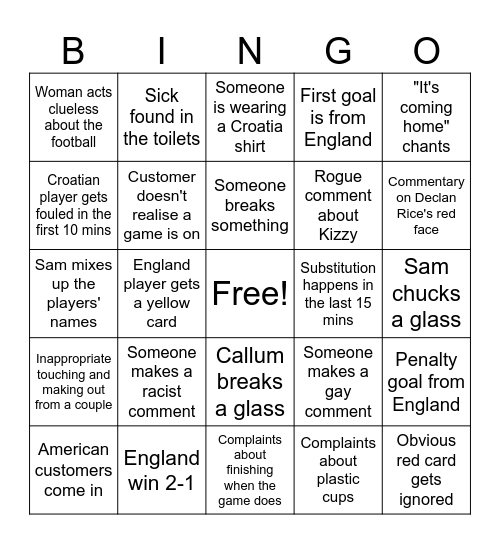 The Crown Footie Bingo! Bingo Card