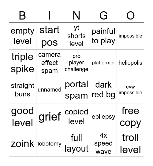 bongi Bingo Card