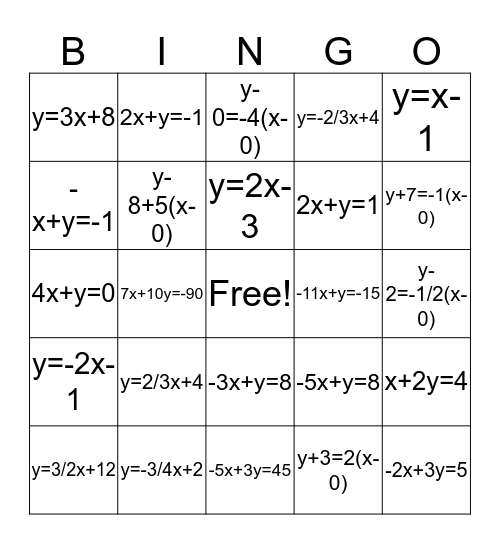 3 Forms Bingo! Bingo Card