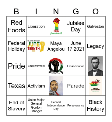 Juneteenth Freedom Day Bingo Card
