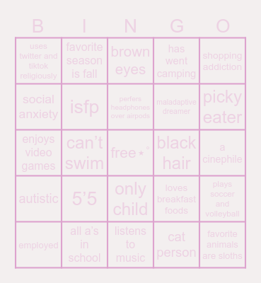 my bingo !! Bingo Card