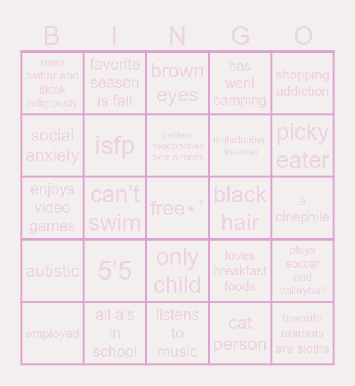 my bingo !! Bingo Card