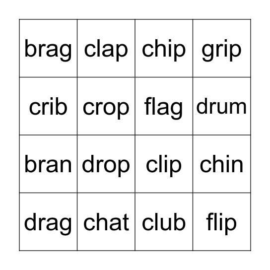 blends 4 in a row Bingo Card