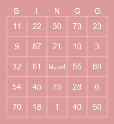 Cat Stand I guess Bingo Card