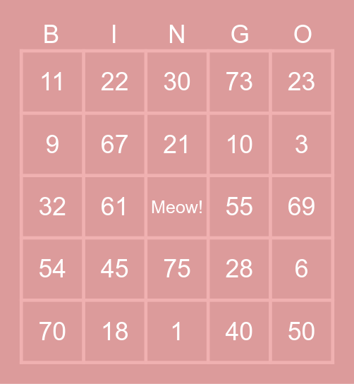 Cat Stand I guess Bingo Card