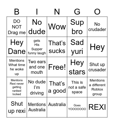D4rth,s bingo card Bingo Card
