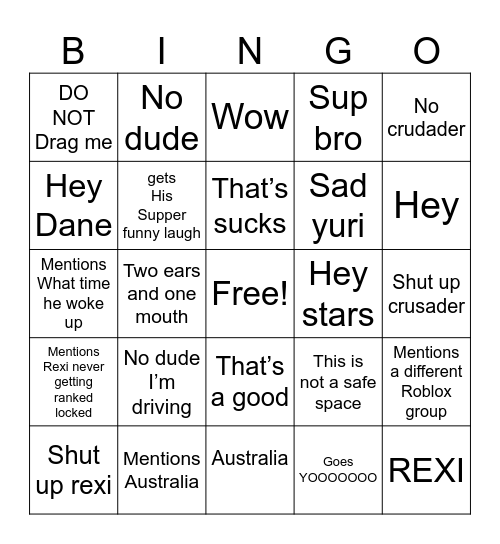 D4rth,s bingo card Bingo Card