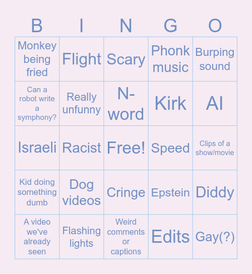 Instagram Reels Bingo Card