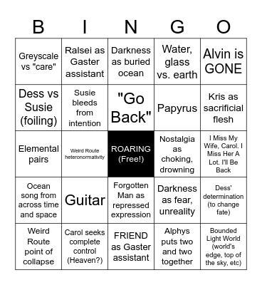 Overdone Chapter 5 Thematic Bingo Card