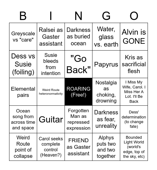 Overdone Chapter 5 Thematic Bingo Card