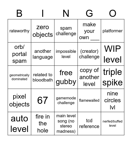 recent tab bingo Card