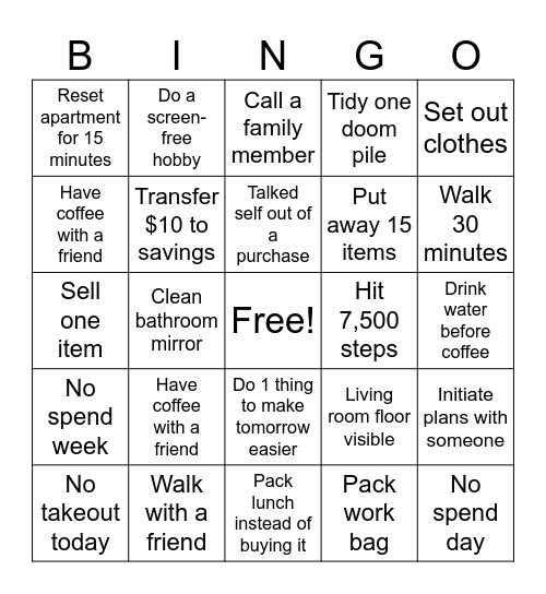Favors For Future Kara Bingo Card