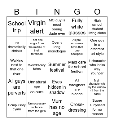 Anime Bingo Card