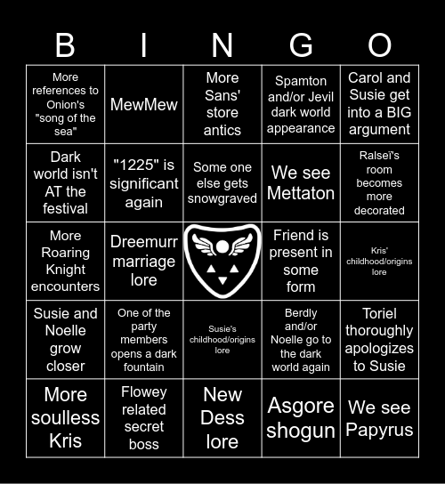 Deltarune Chapter 5 Bingo Card