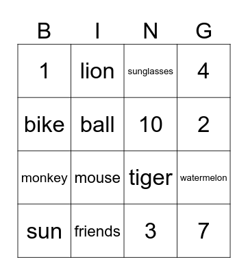 summer Bingo Card