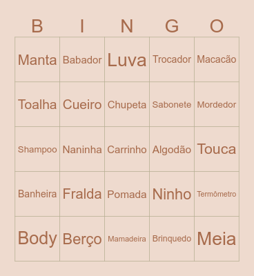 CHÁ DE BEBÊ Bingo Card