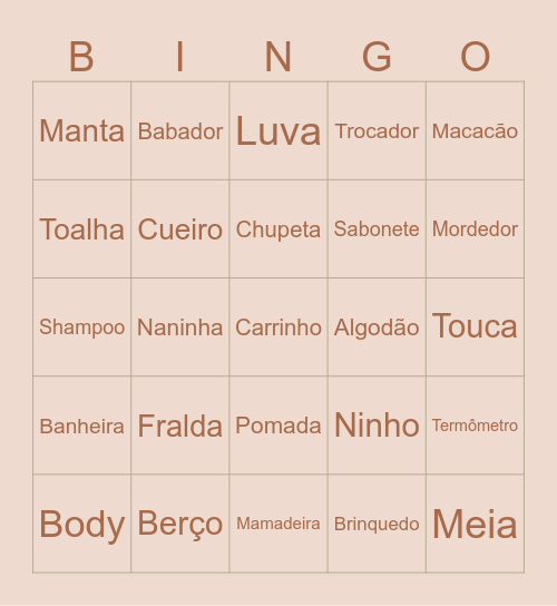 CHÁ DE BEBÊ Bingo Card
