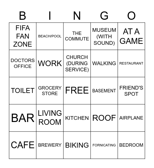 World Cup Viewing Bingo Card