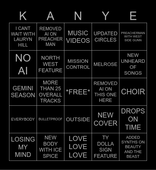BULLY DELUXE PREDICTIONS Bingo Card