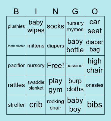Niomi's Baby Sprinkle Bingo Card