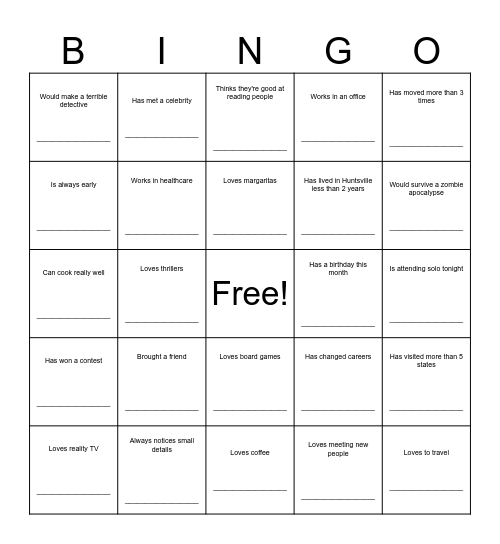 THE JESSAM SOCIAL DETECTIVE CHALLENGE Bingo Card