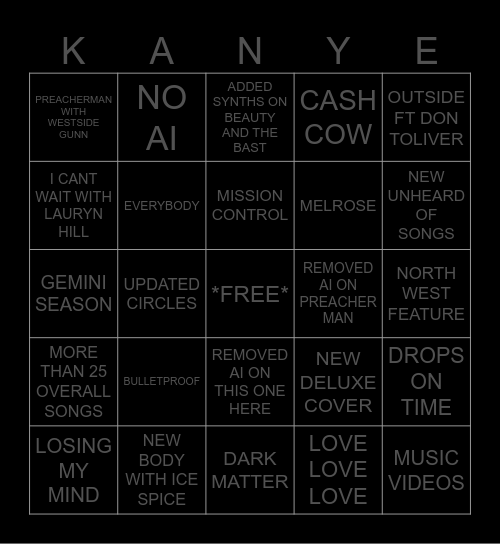 BULLY DELUXE PREDICTIONS Bingo Card