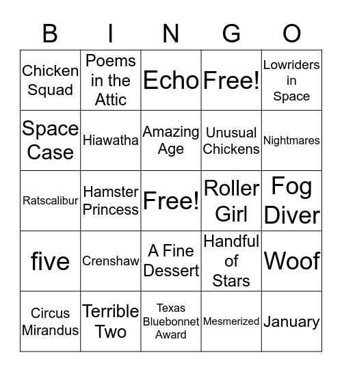 Bluenbonnet Bingo 2016-17 Bingo Card