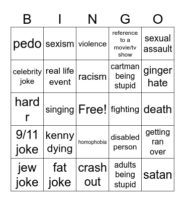 south park bingo Card