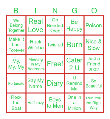 R&B and SOUL Bingo Card