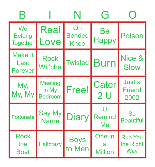 R&B and SOUL Bingo Card