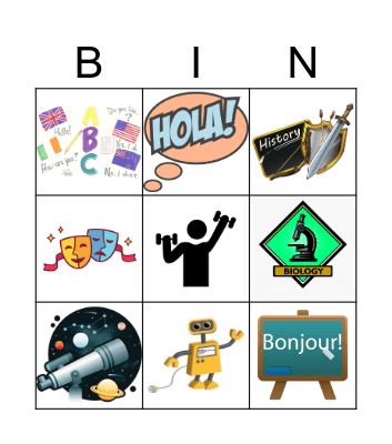 School Subjects Bingo Card