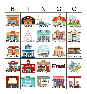 PLACES Bingo Card