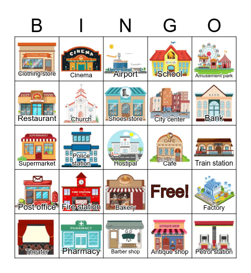 PLACES Bingo Card