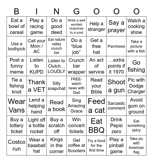 Father’s Day Bingo Card