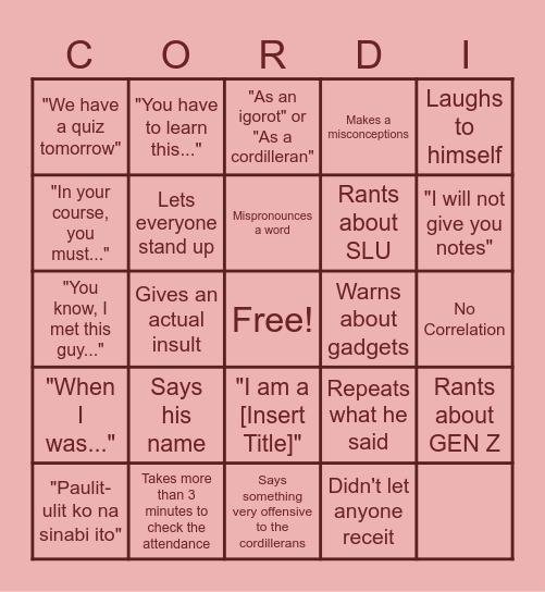 Ultimate GCOR Bingo Card