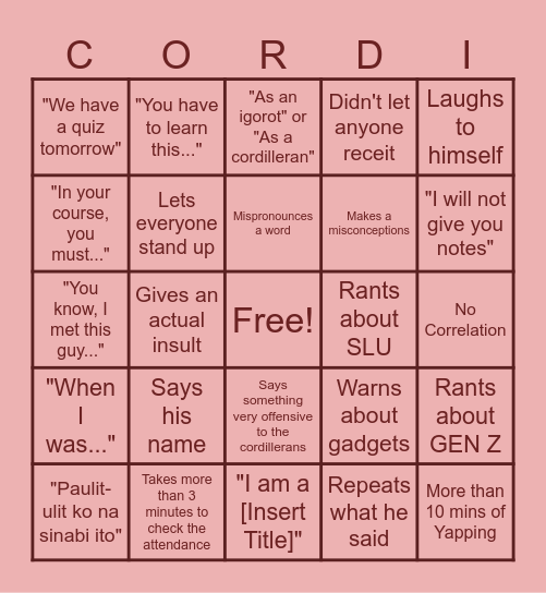 Ultimate GCOR Bingo Card