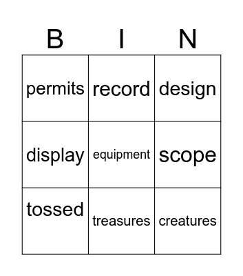 Vocabulary Words Bingo Card