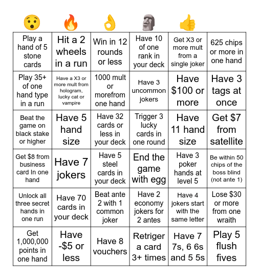 Balatro bingo Card