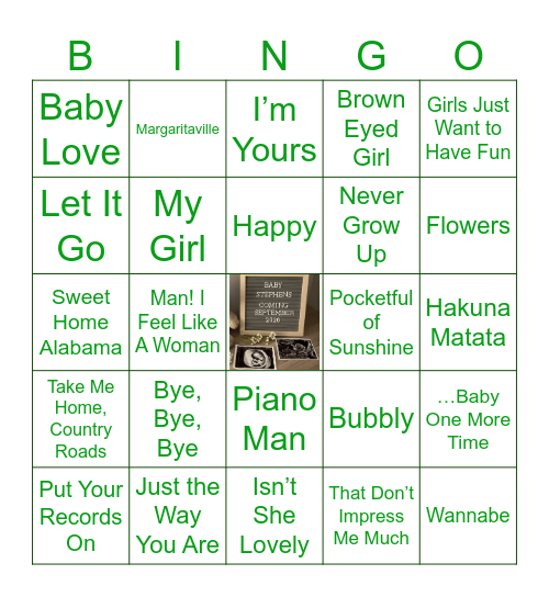 KAYLA’S MUSIC BINGO Card