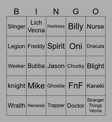 DBD Bingo Card