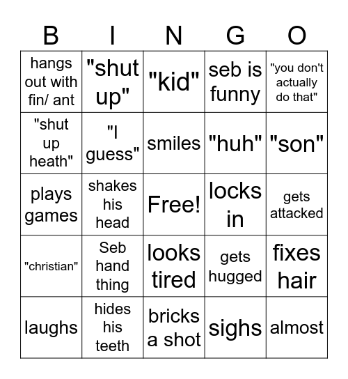 Seb Bingo Card