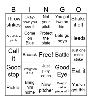 Titan Baseball Moms Bingo Card