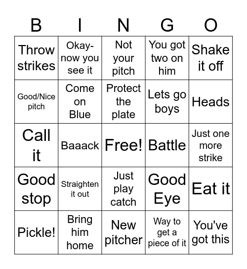 Titan Baseball Moms Bingo Card