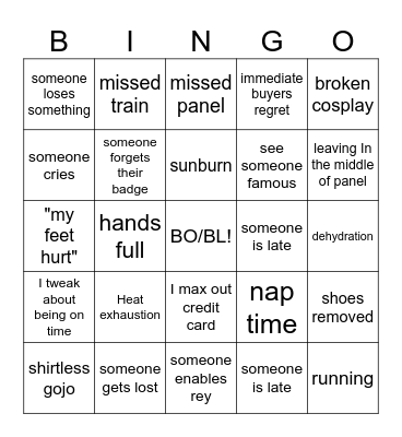 ANIME EXPO BINGO Card