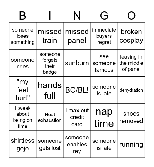ANIME EXPO BINGO Card