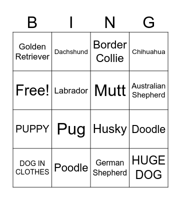 Dog of Waterloo Bingo Card