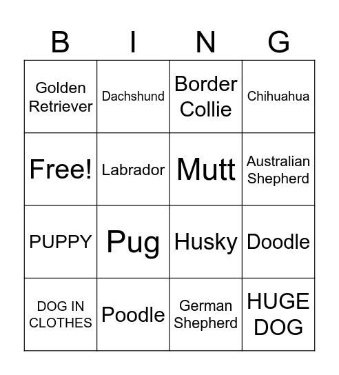 Dog of Waterloo Bingo Card