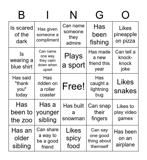Summer Bingo Card
